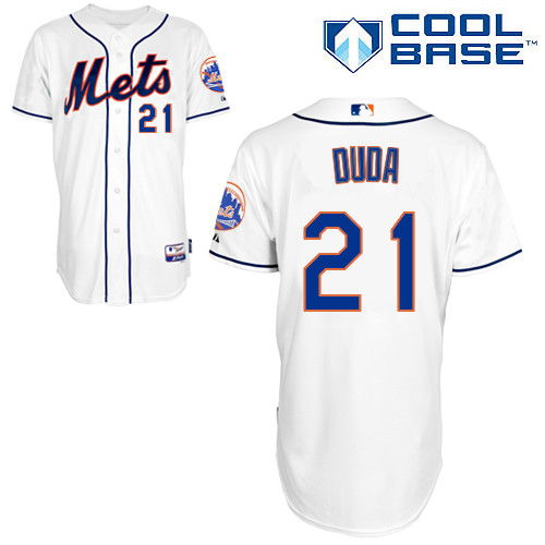 Lucas Duda #21 MLB Jersey-New York Mets Men's Authentic Alternate 2 White Cool Base Baseball Jersey